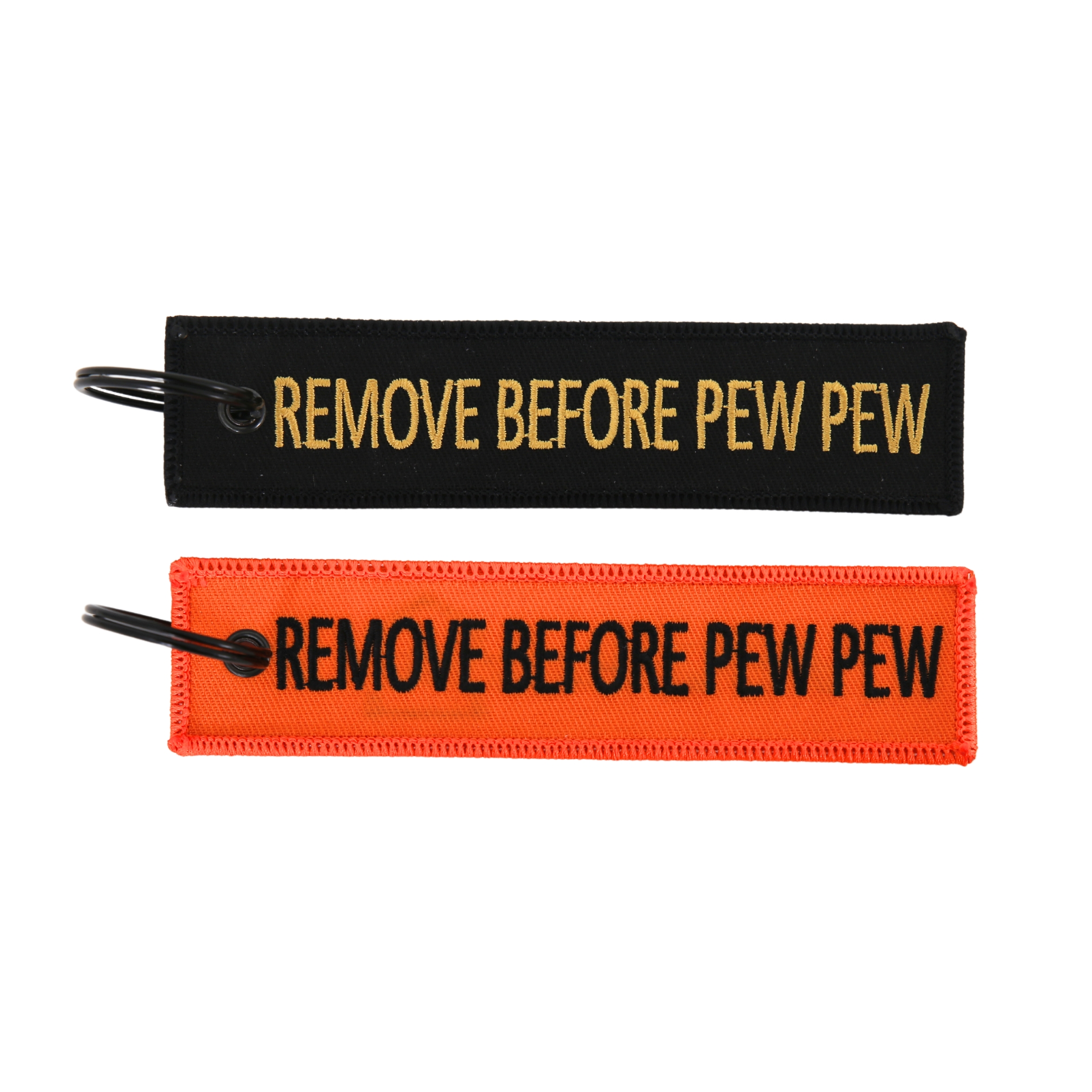 Nyckelring - "Remove before pew pew"